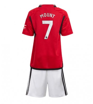 Manchester United Mason Mount #7 Primera Equipación Niños 2023-24 Manga Corta (+ Pantalones cortos)